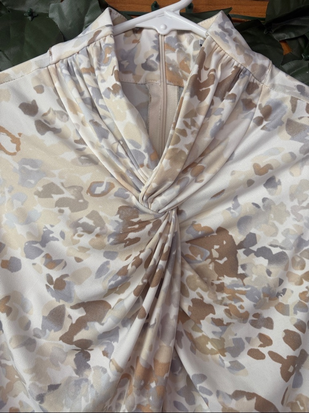 Susan Graver Neutral Animal-Print Twist Front Blouse - Picture 2 of 9